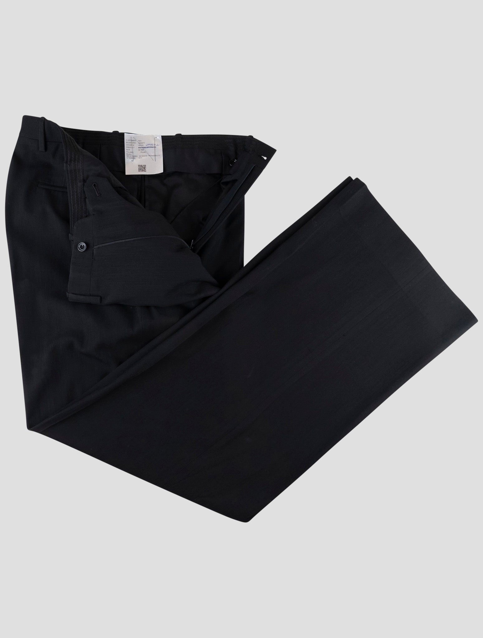Kiton Black Virgin Wool Cotton Pants