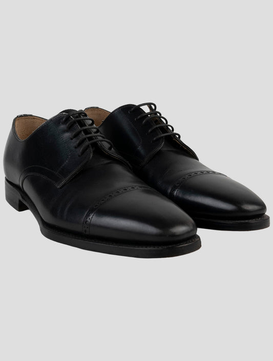 Men's Leather Cap-toe Oxford Shoes In Black