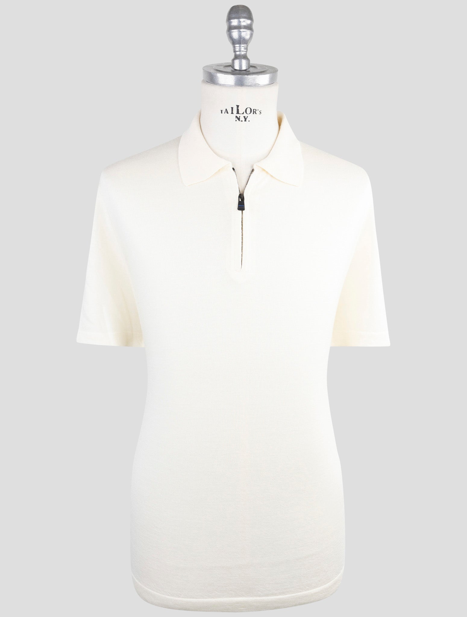 Kiton KNT white virgin wool and silk polo