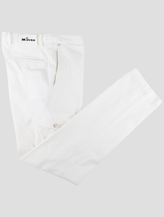 Kiton White Cotton Silk Ea Cargo Pants