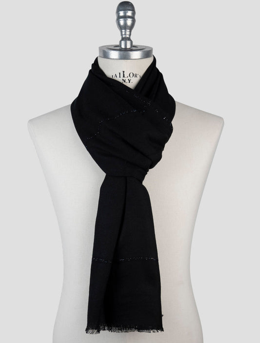 Kiton Black Cashmere Silk Scarf