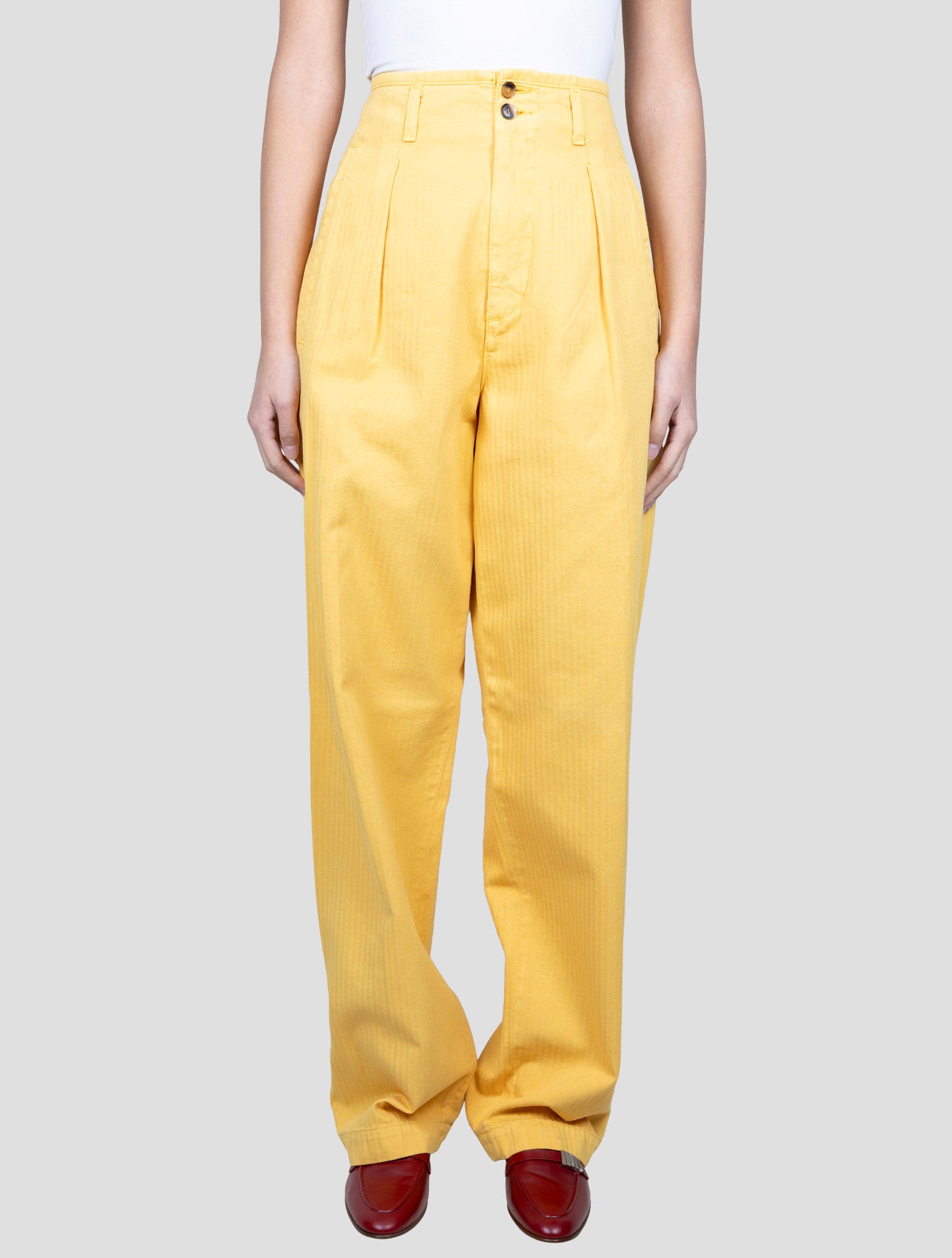 Kiton Yellow Cotton Pants
