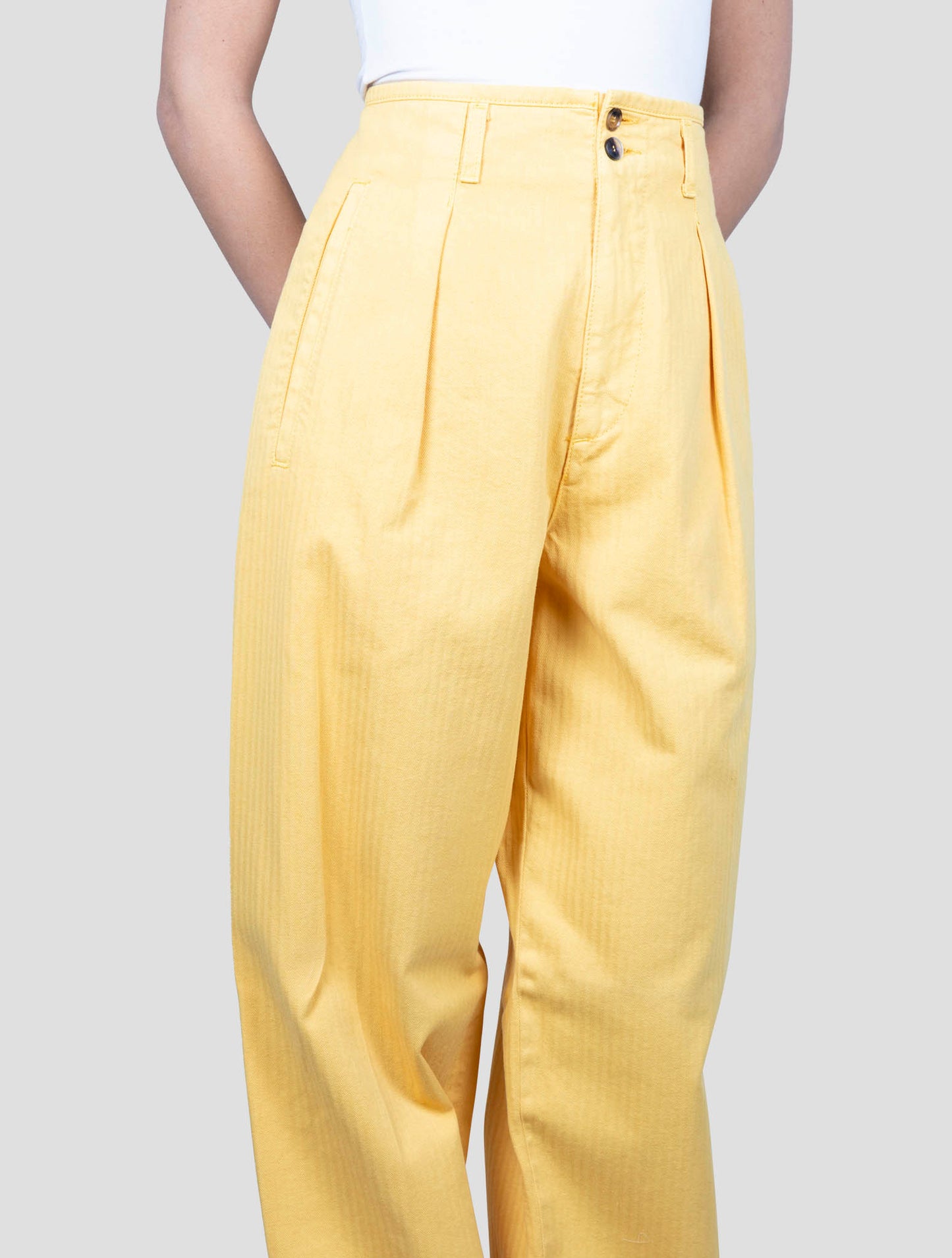 Kiton Yellow Cotton Pants