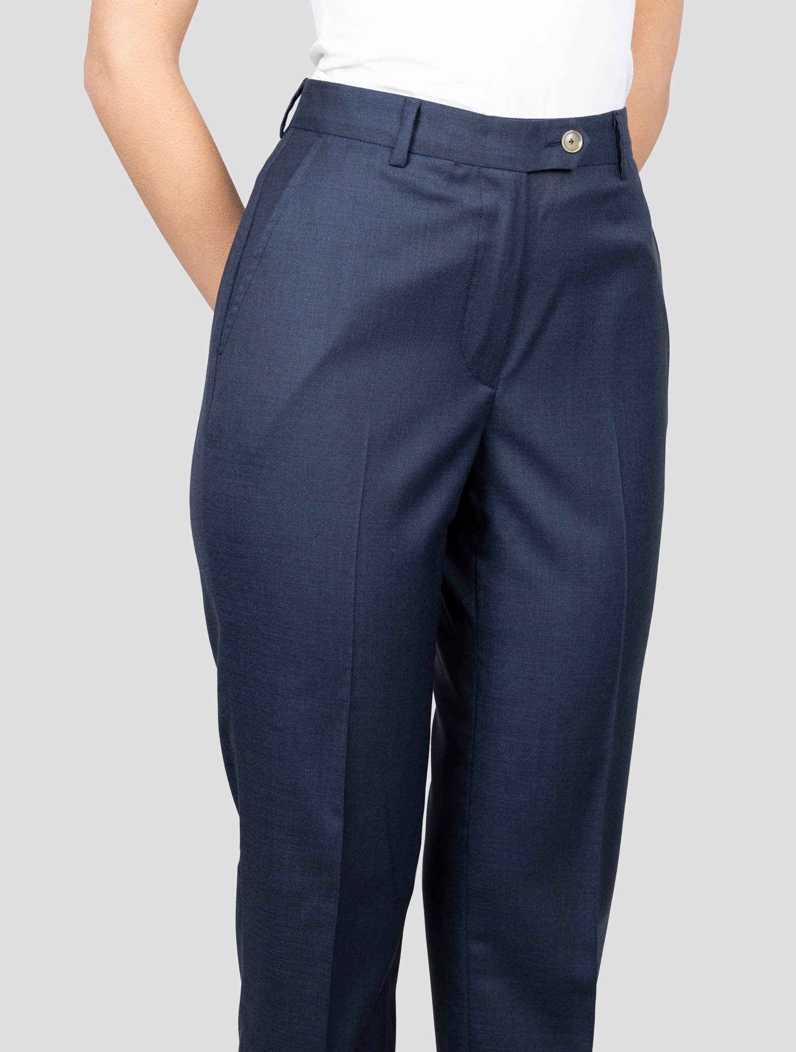 Kiton Blue Virgin Wool Ea Pants