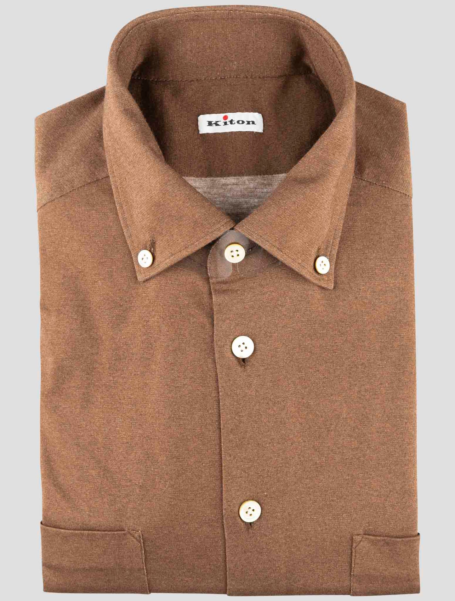 Kiton Brown Cotton Cashmere Shirt