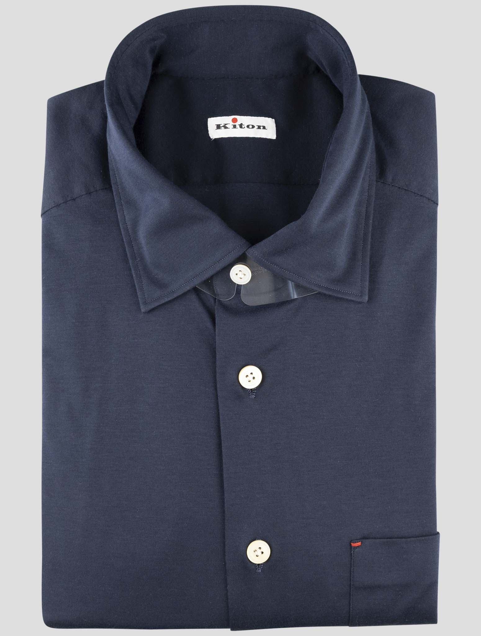 Kiton Blue Cotton Shirt