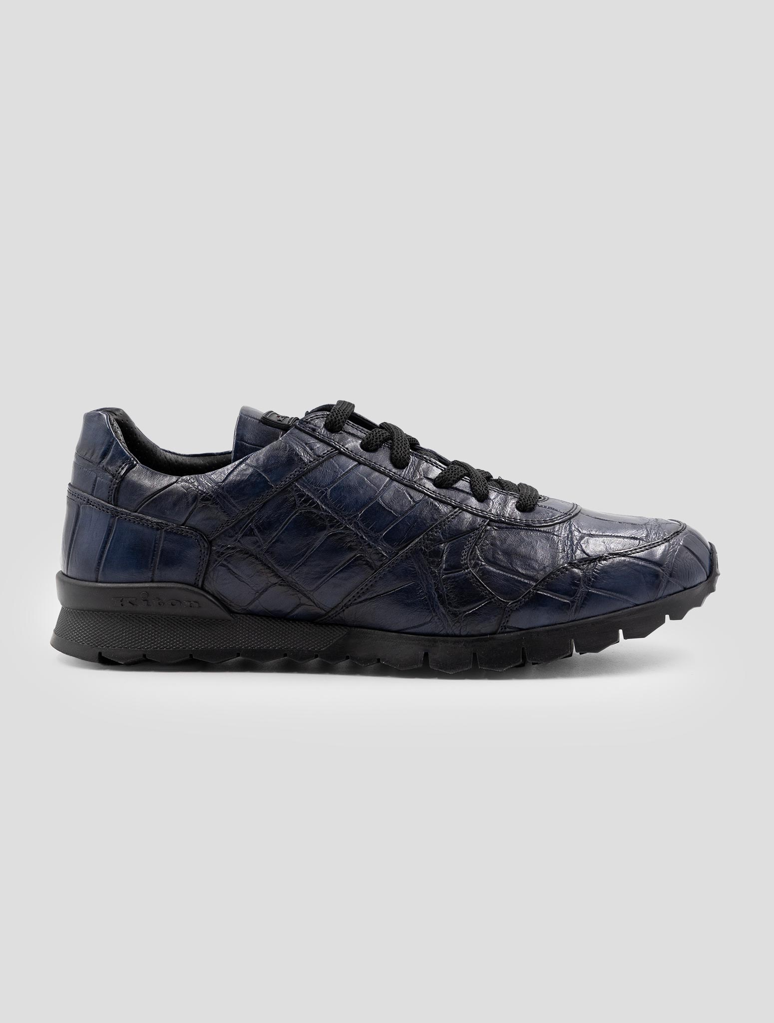 Kiton Blue Leather Crocodile Sneakers
