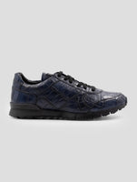 Kiton Blue Leather Crocodile Sneakers