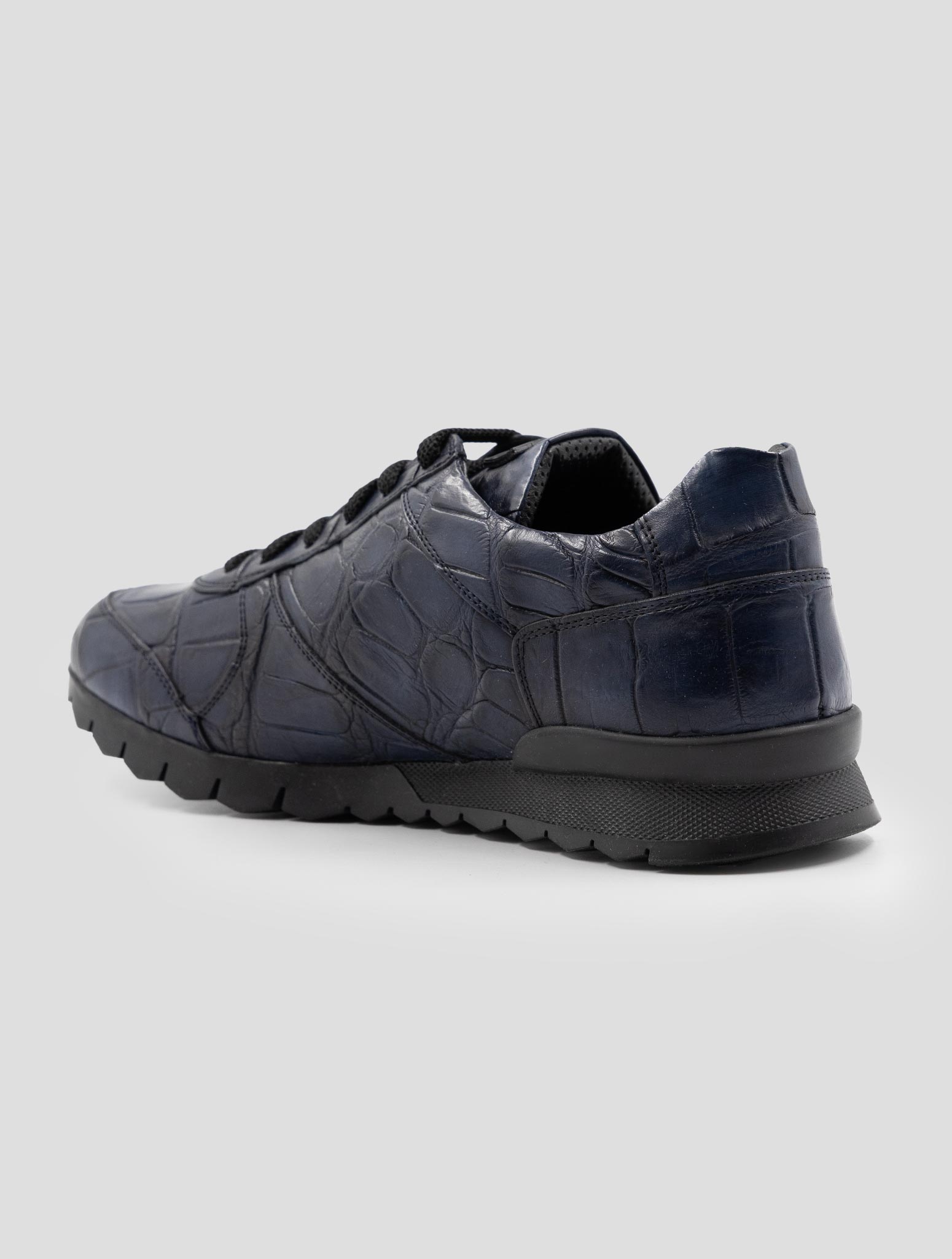Kiton Blue Leather Crocodile Sneakers