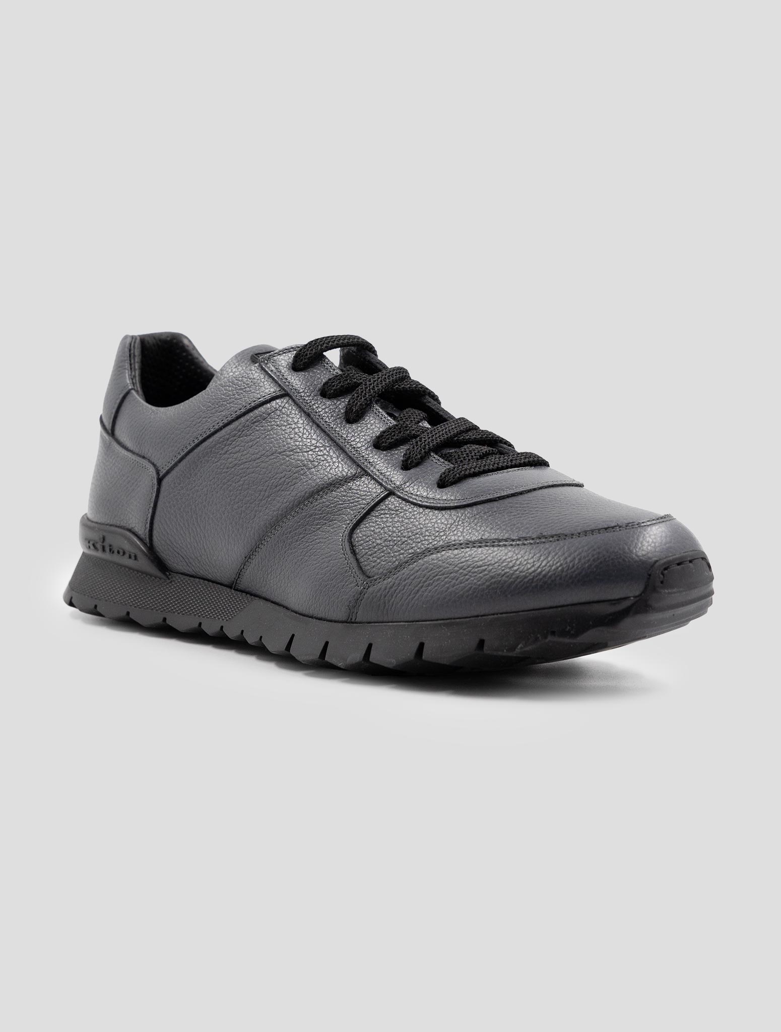 Kiton Gray Leather Sneakers