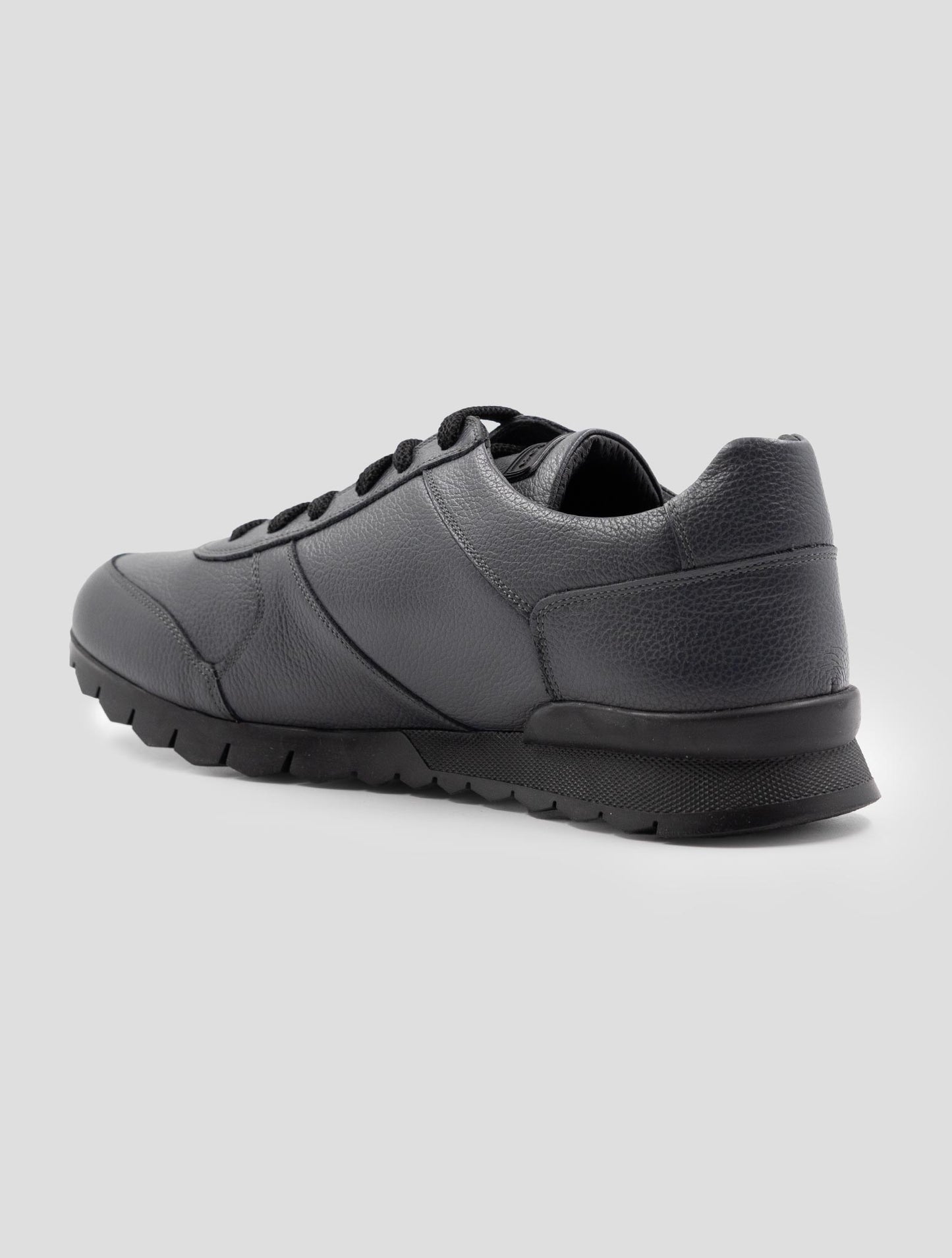 Kiton Gray Leather Sneakers