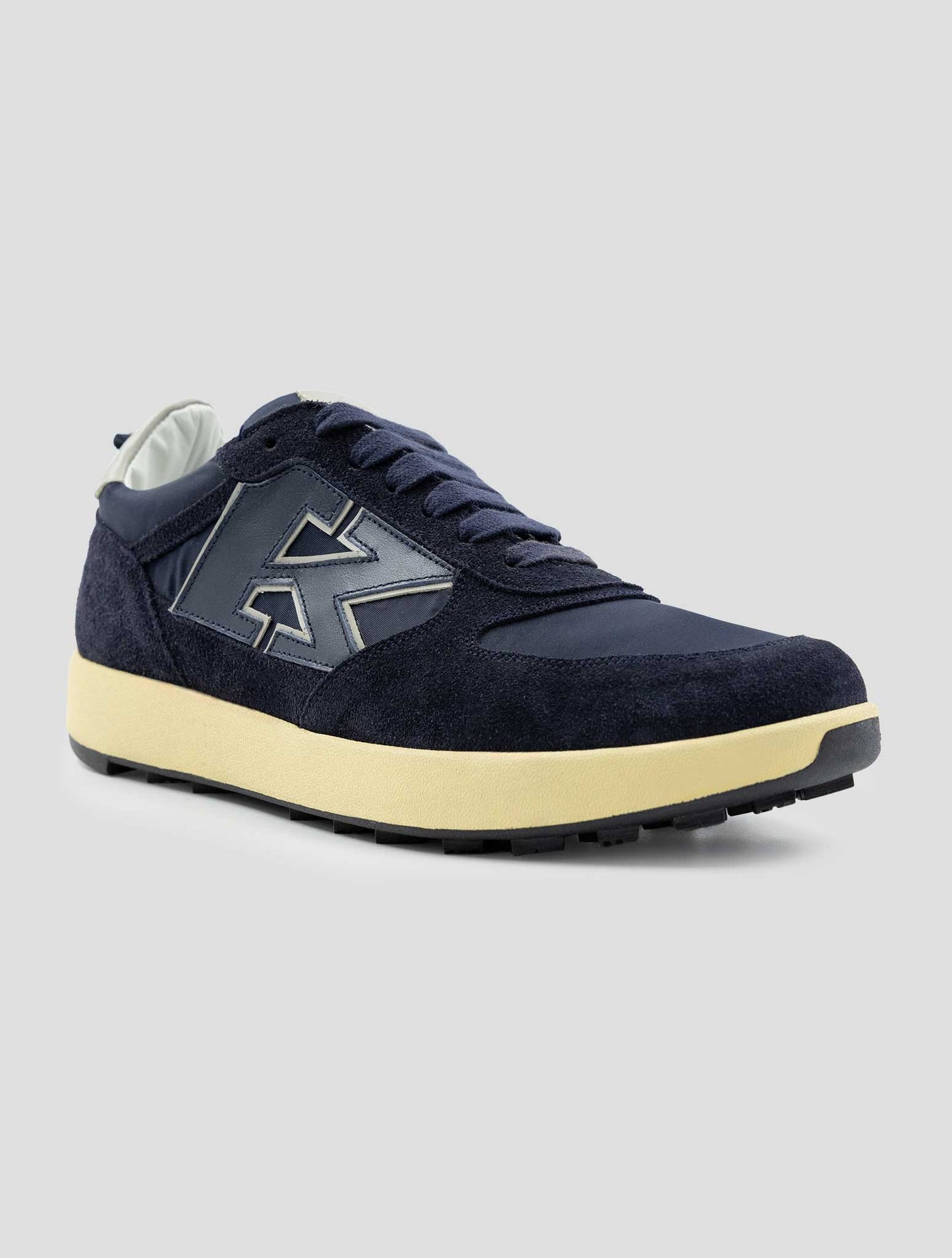 Kiton Blue Leather Suede Pl Sneakers