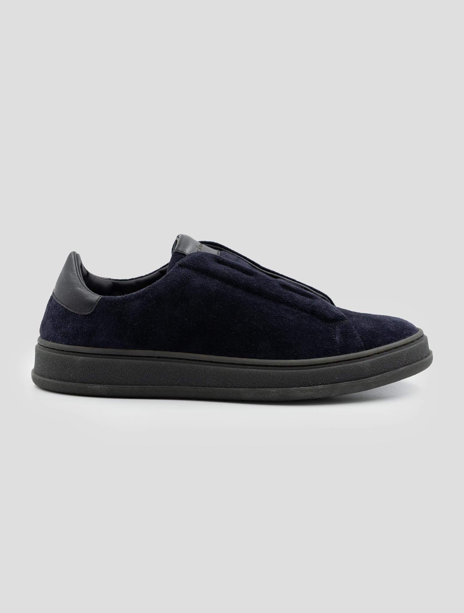 Kiton Dark Blue Leather Suede Sneakers