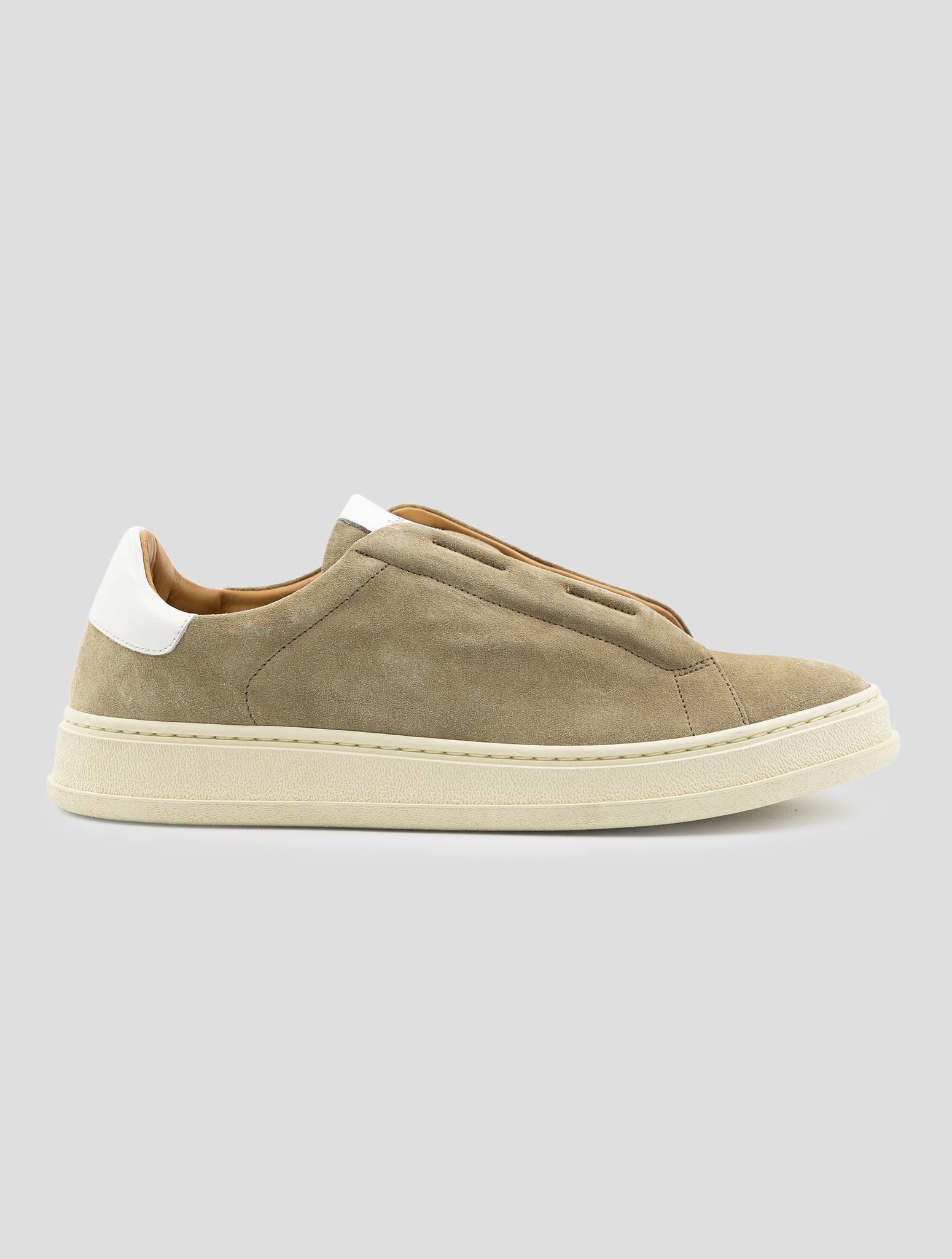Kiton Beige Leather Suede Sneakers