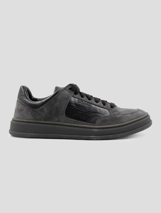 Kiton Black Gray Leather Suede Leather Sneakers
