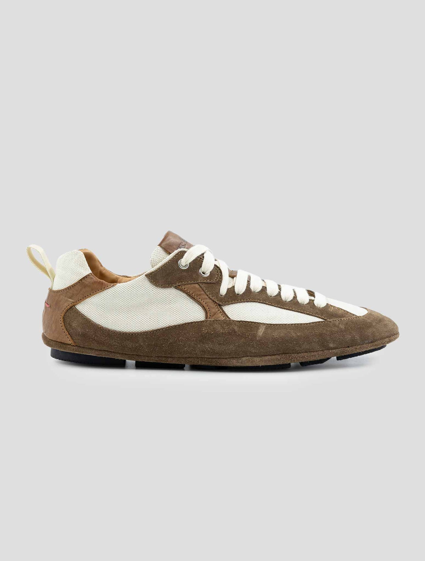 Kiton Brown White Leather Suede Sneakers