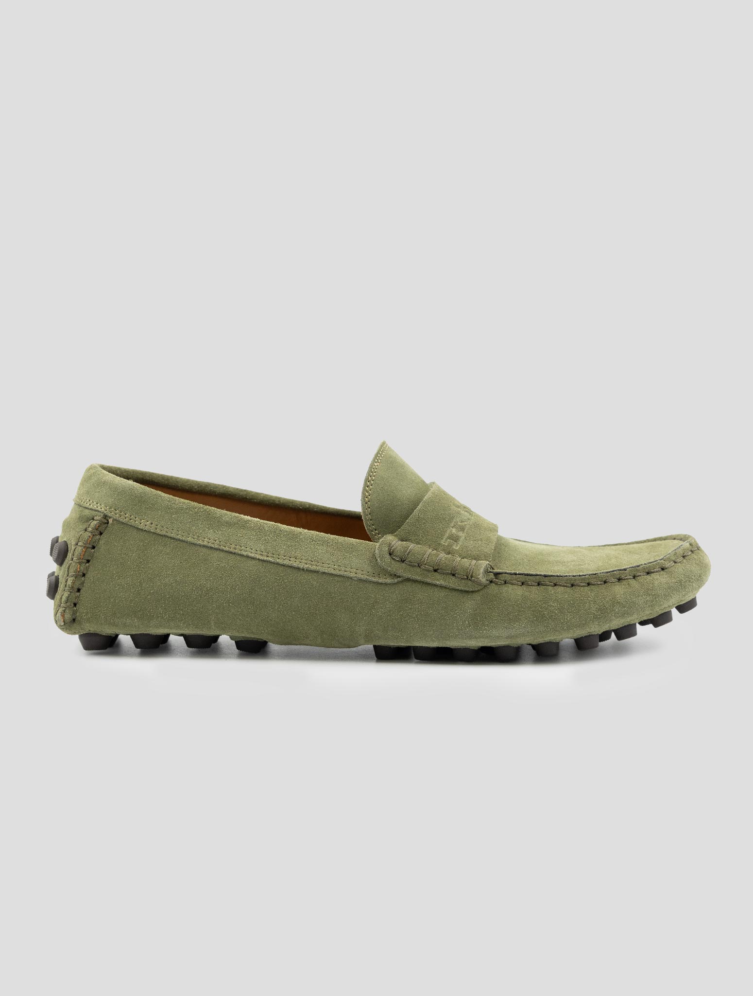 Kiton green leather and suede loafers
