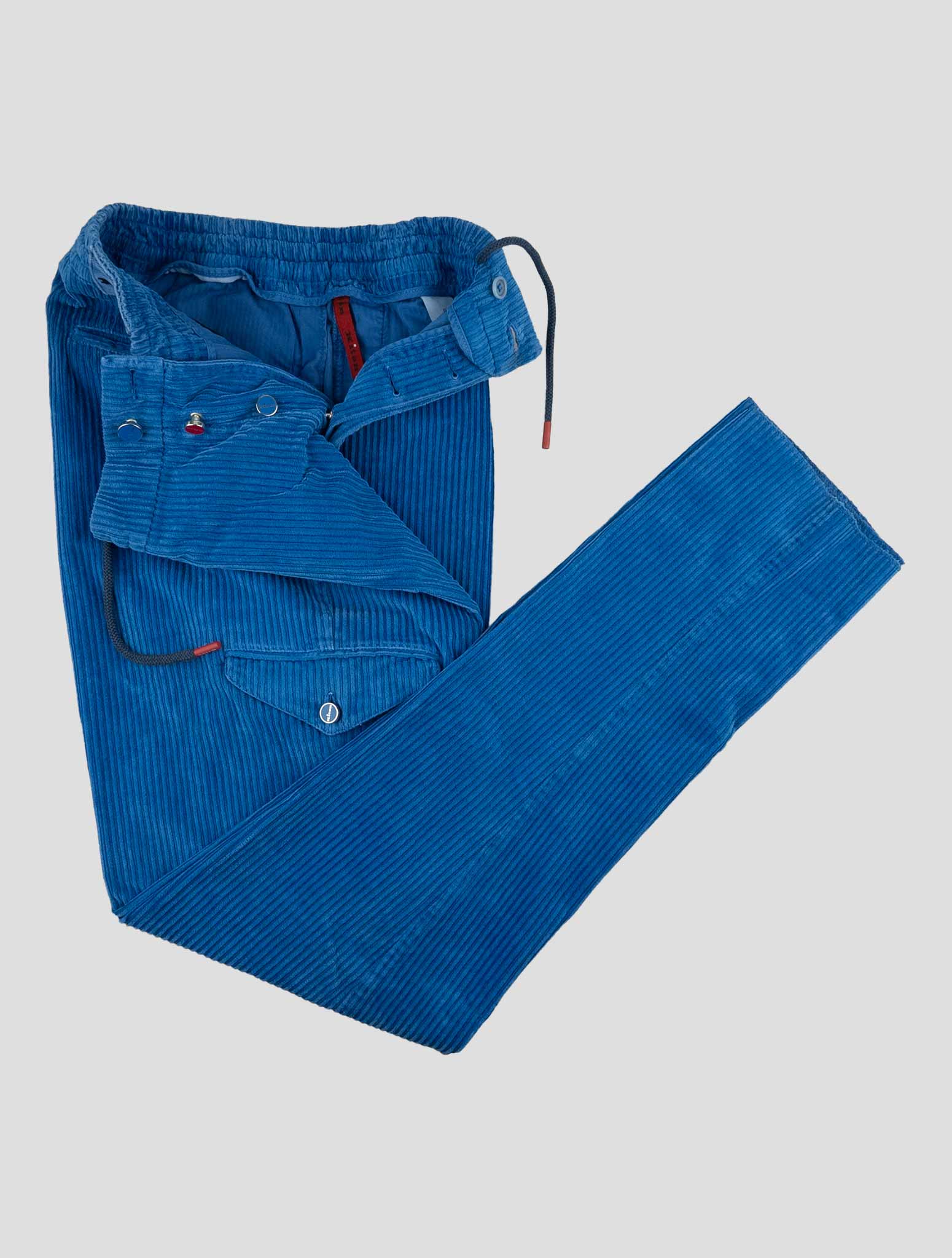 Kiton Blue Cotton Velvet Pants