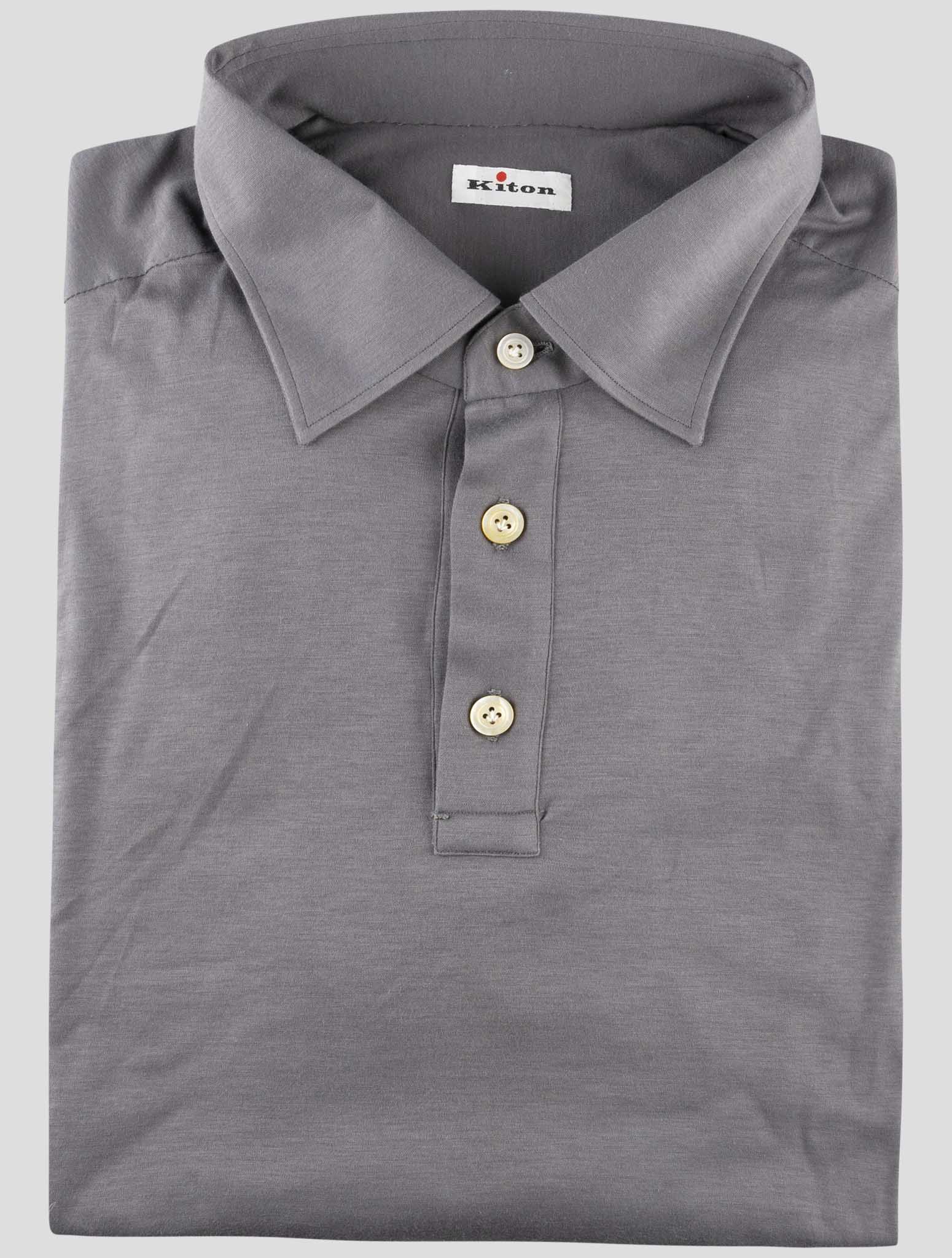 Kiton Gray Cotton Sweater Polo