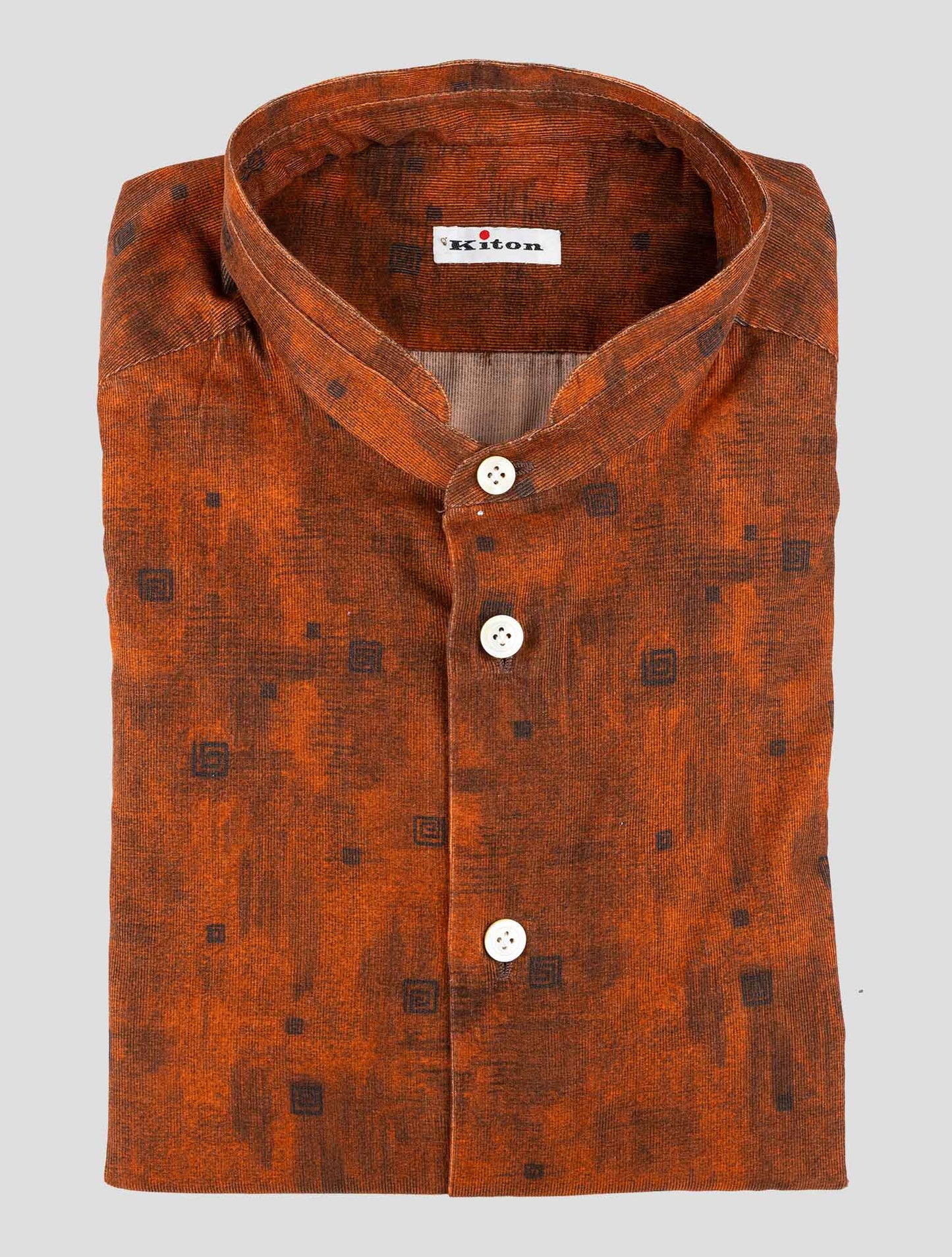 Kiton Brown Cotton Korean Shirt