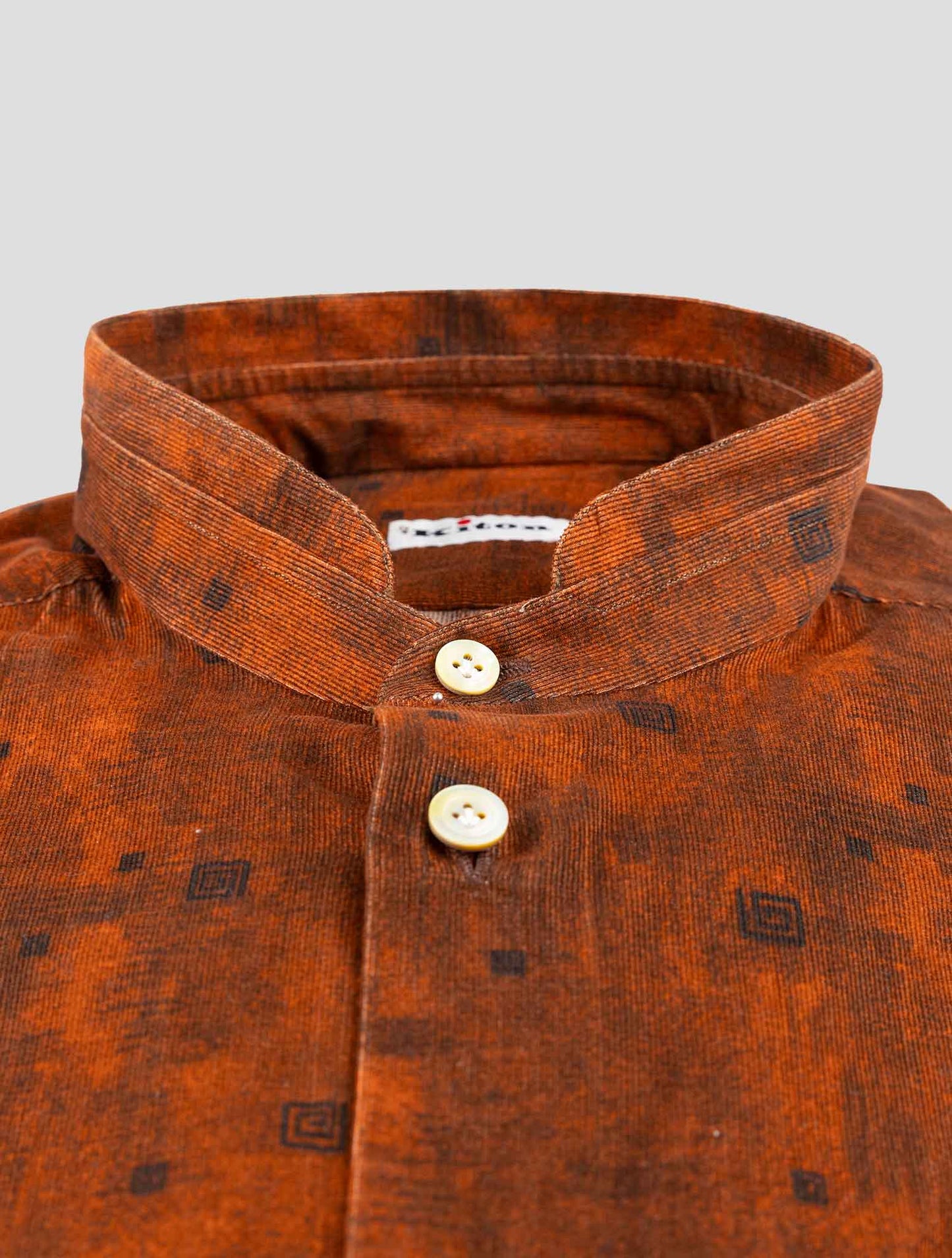 Kiton Brown Cotton Korean Shirt