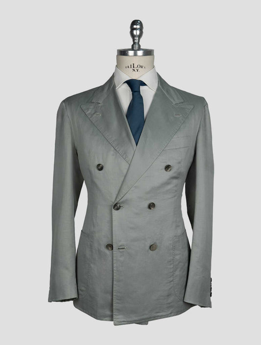 Kiton Gray Cotton Linen Suit Short Pants