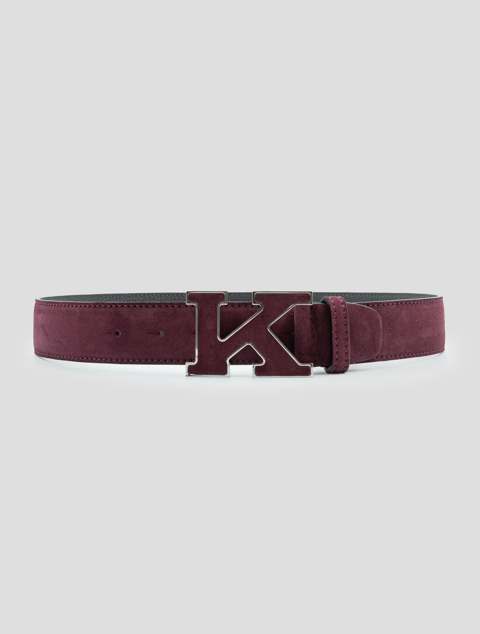 Kiton Burgundy Leather Suede Belt