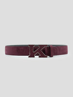 Kiton Burgundy Leather Suede Belt