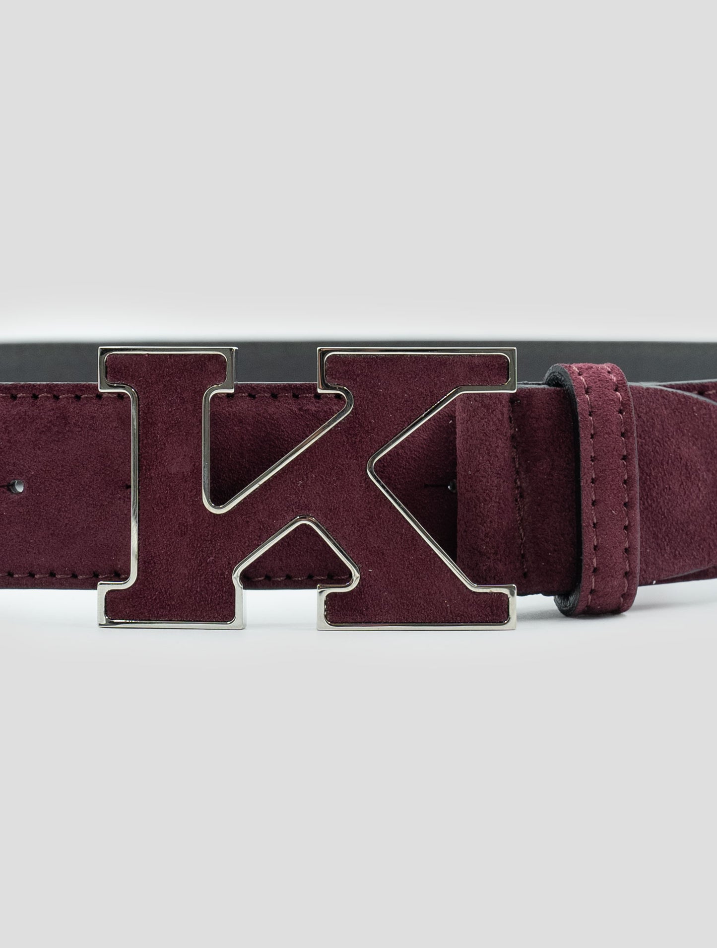 Kiton Burgundy Leather Suede Belt