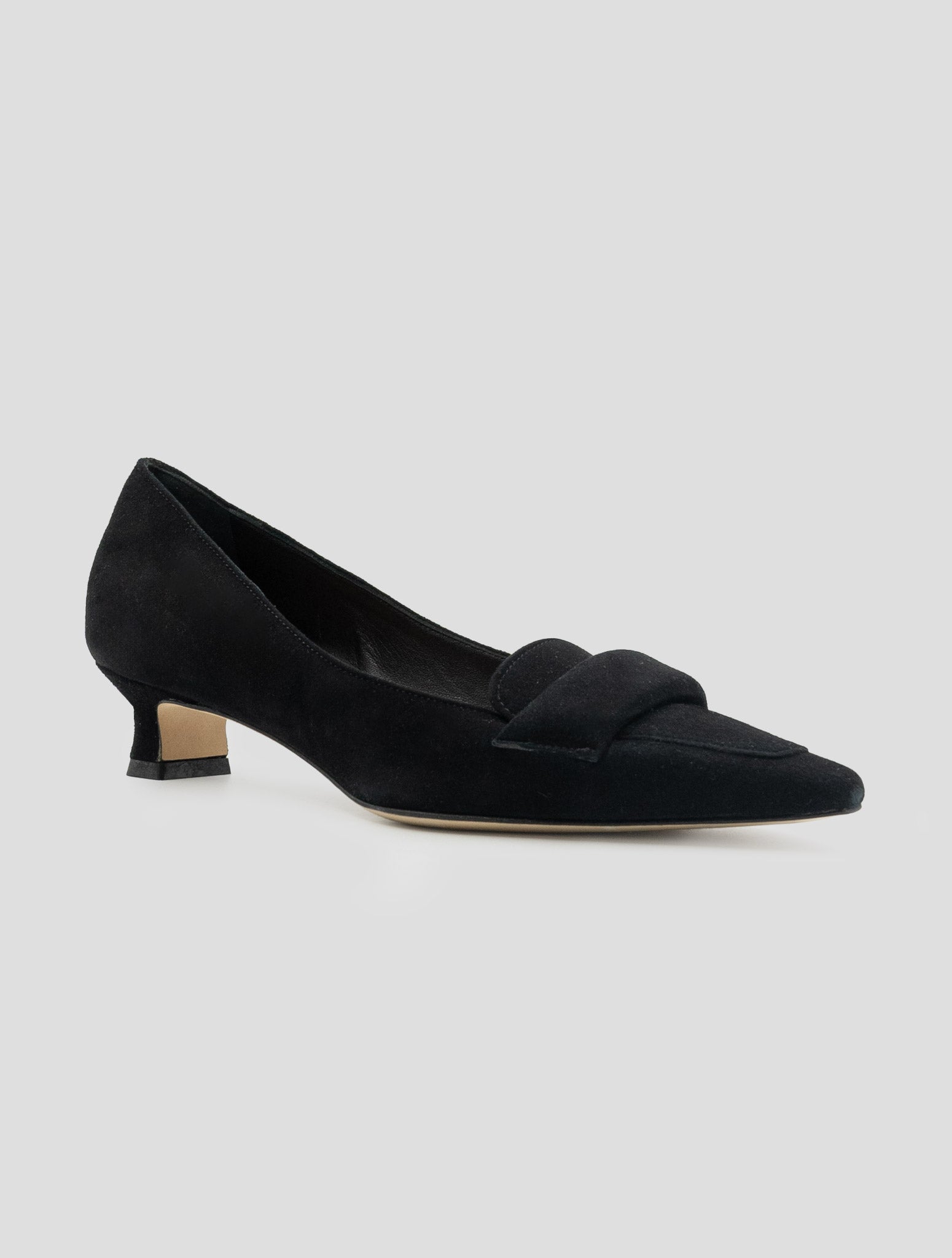 Kiton Black Leather Suede Decollete