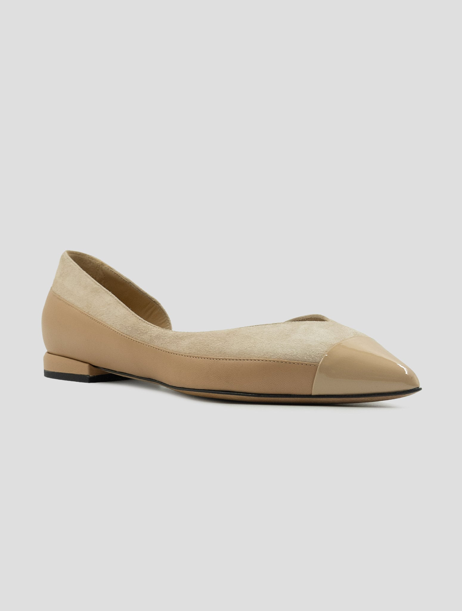 Kiton Beige Leather Suede Leather Ballerina