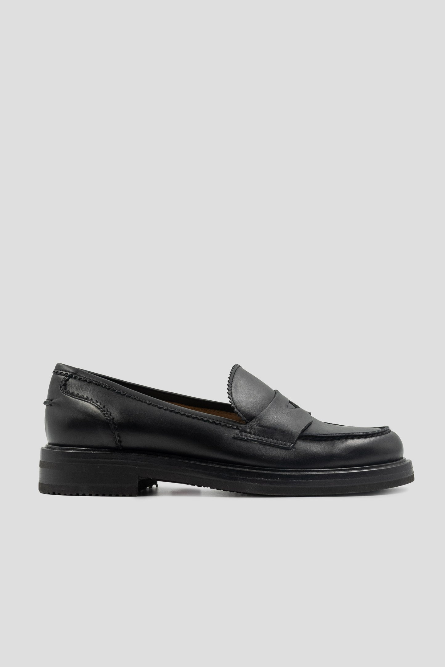 Kiton Black Leather Loafers