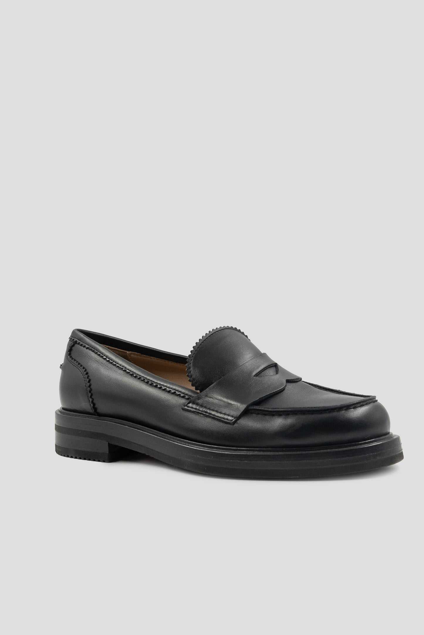 Kiton Black Leather Loafers