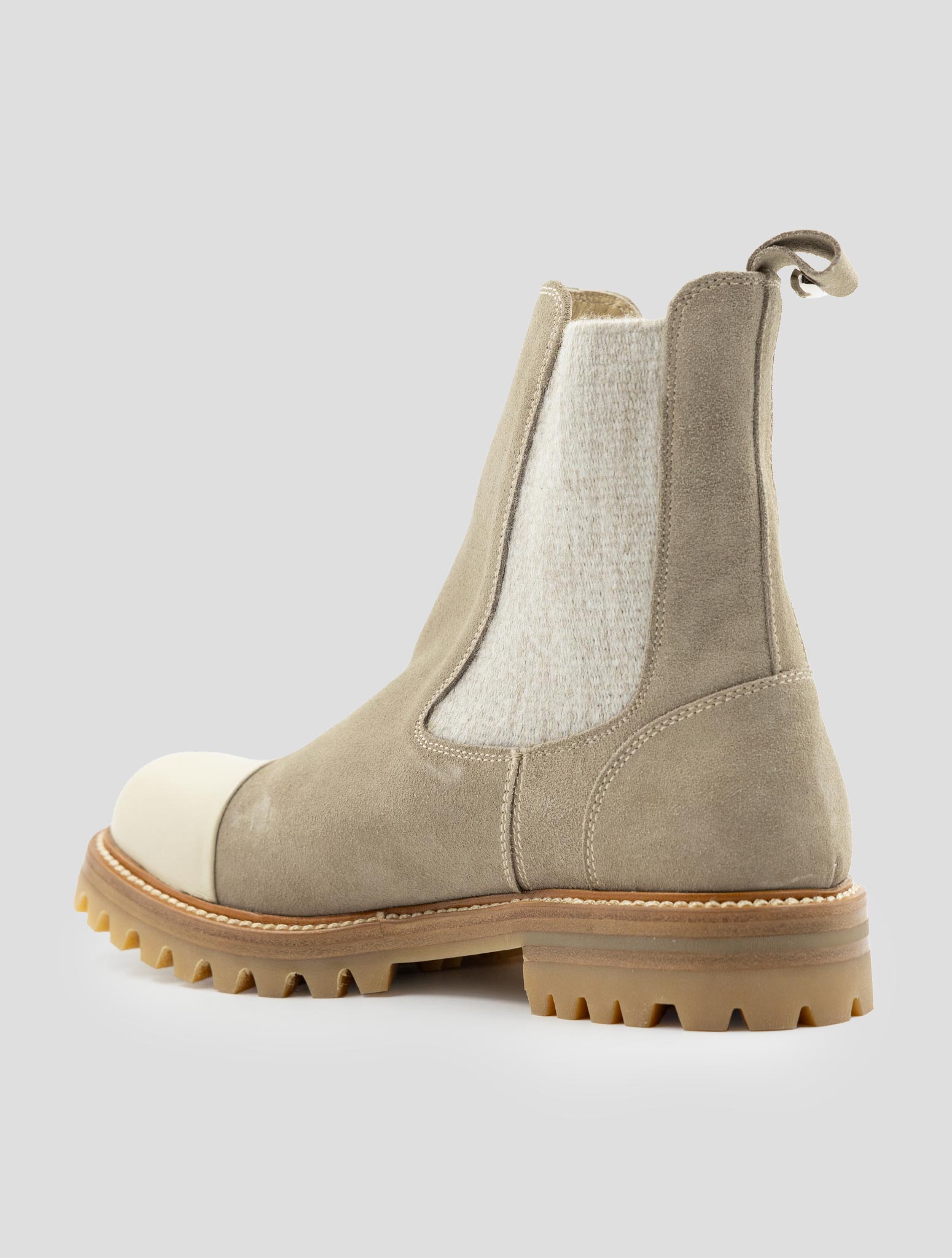 Kiton Beige Leather Leather Suede Boots