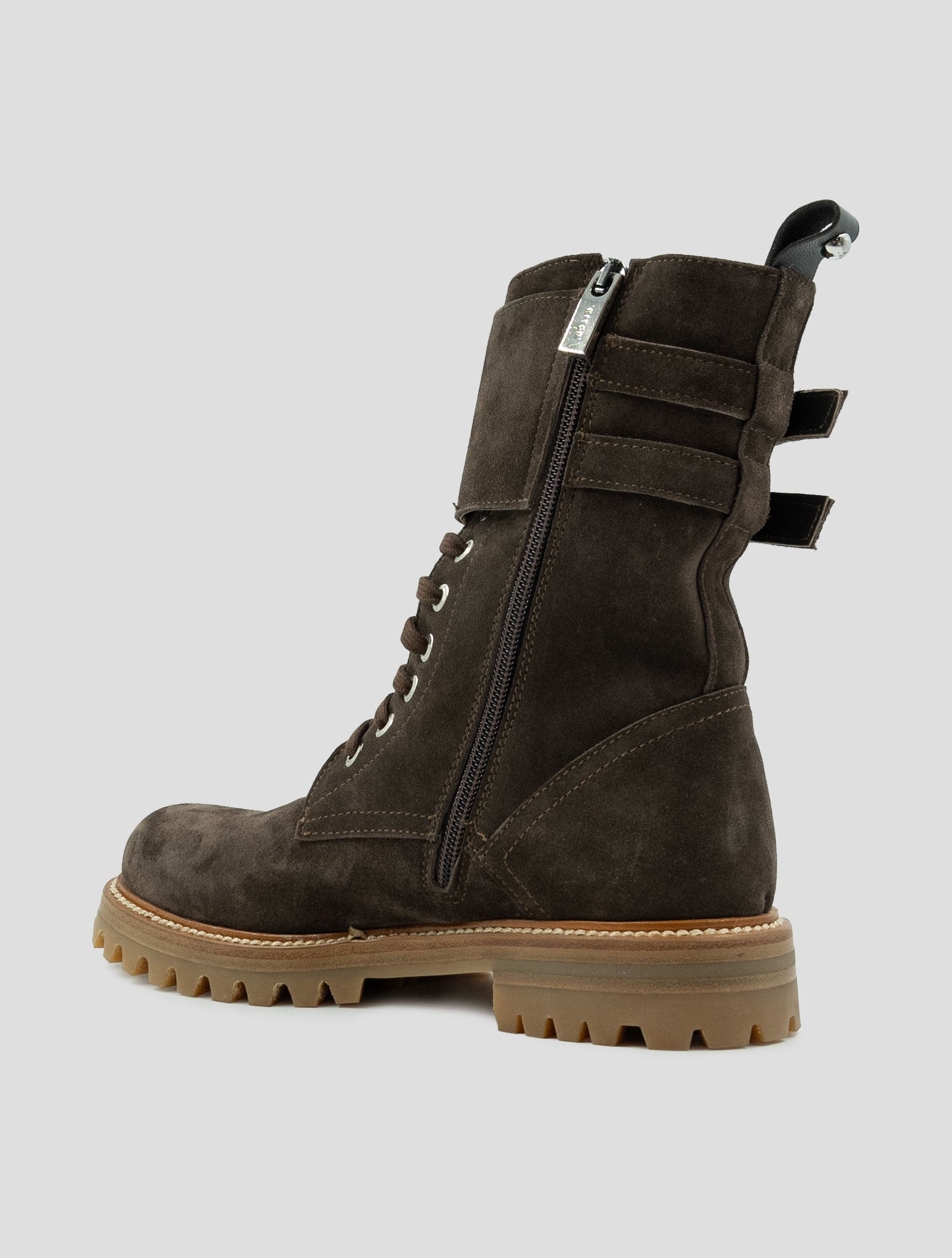 Kiton Brown Leather Suede With Fur Boots