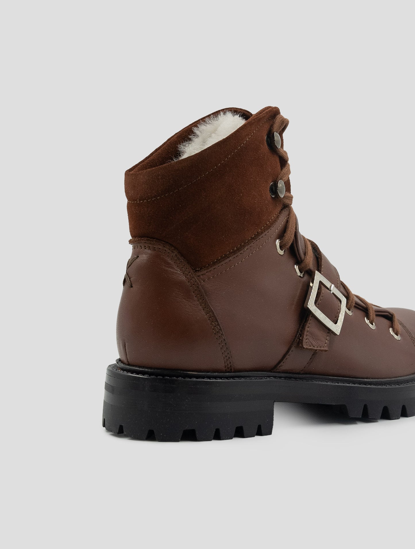 Kiton Brown Leather Leather Suede With Fur Boots
