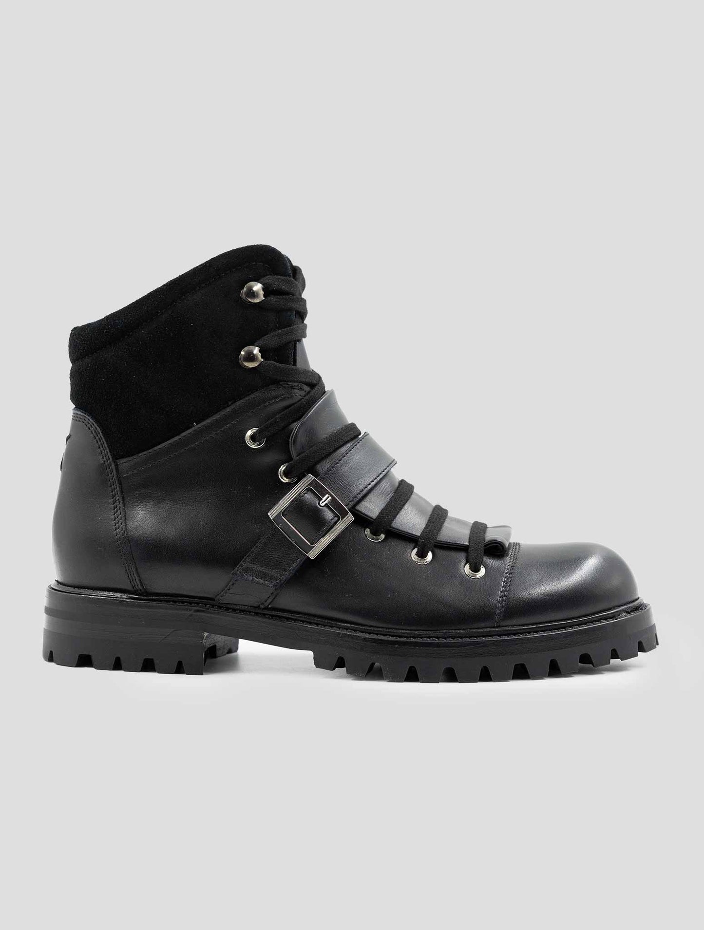 Kiton Black Leather Leather Suede With Fur Boots