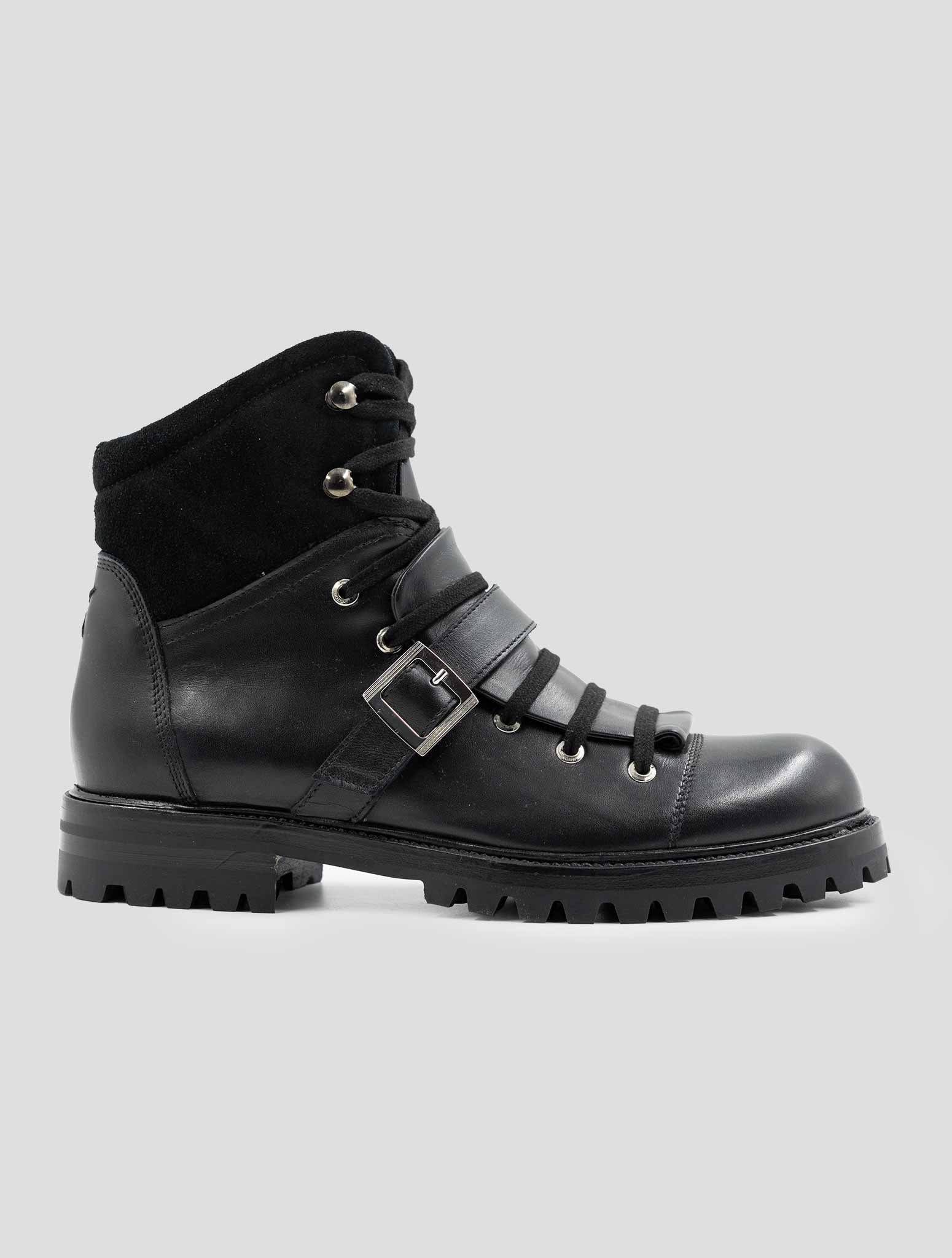 Kiton Black Leather Leather Suede With Fur Boots
