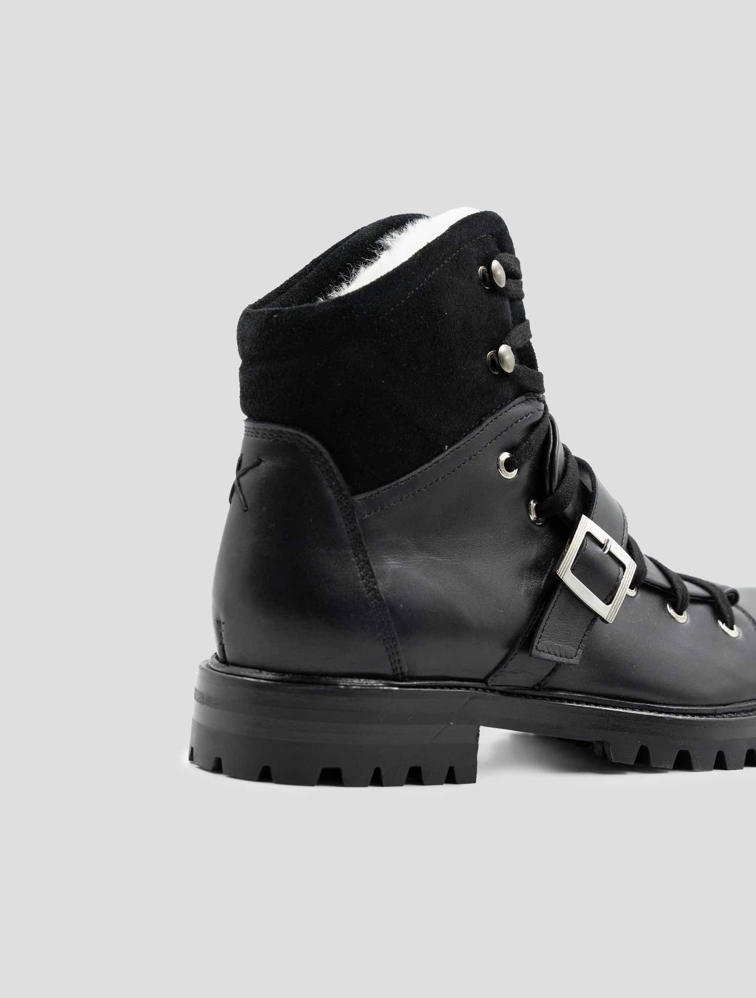Kiton Black Leather Leather Suede With Fur Boots