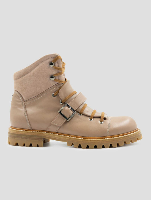 Kiton Pink Leather Leather Suede With Fur Boots