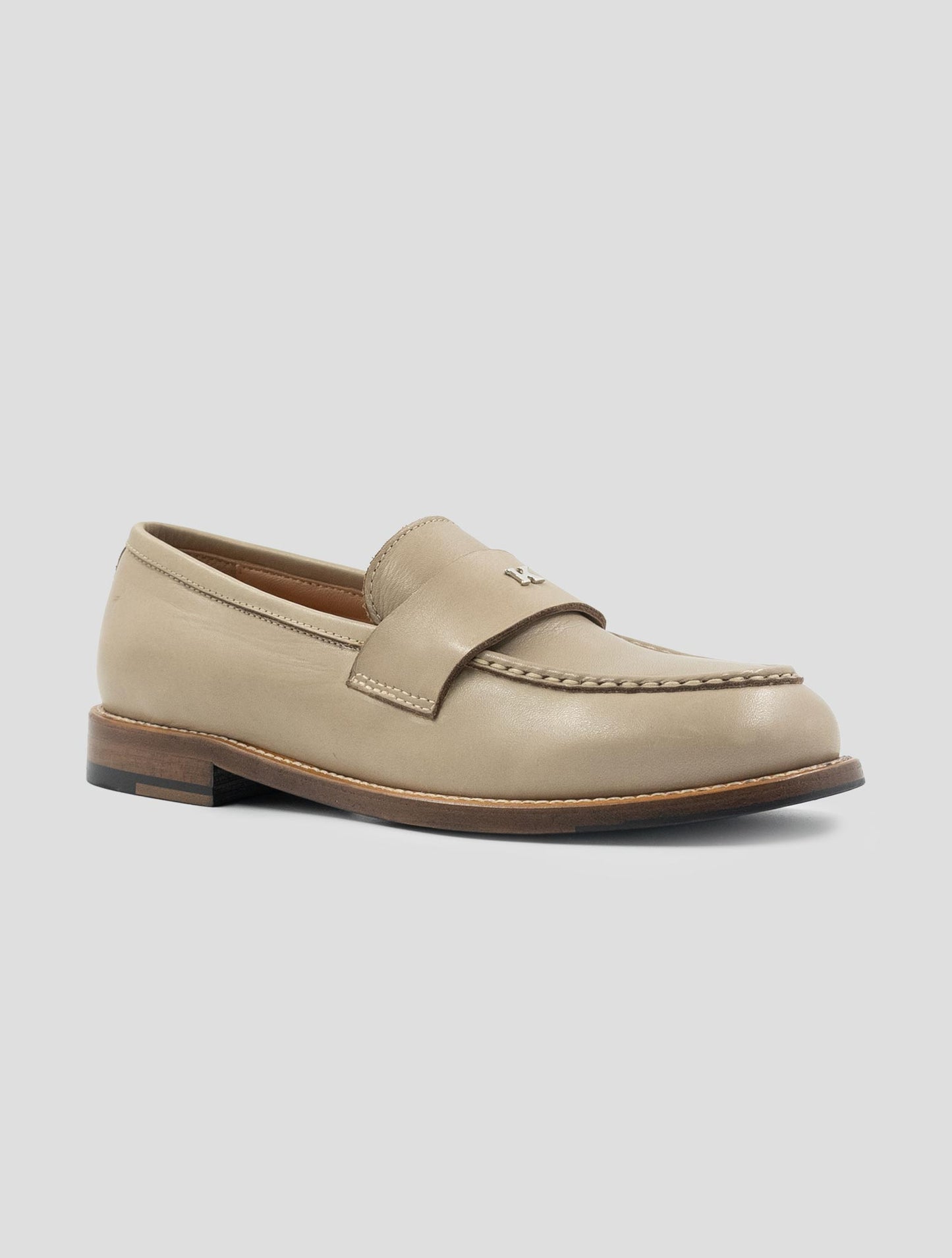 Kiton Beige Leather Loafers