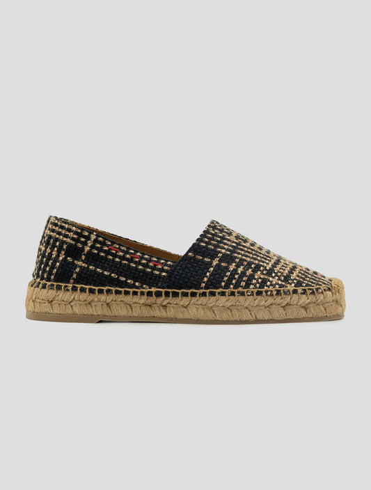 Kiton Black Beige Linen Viscose Espadrillas