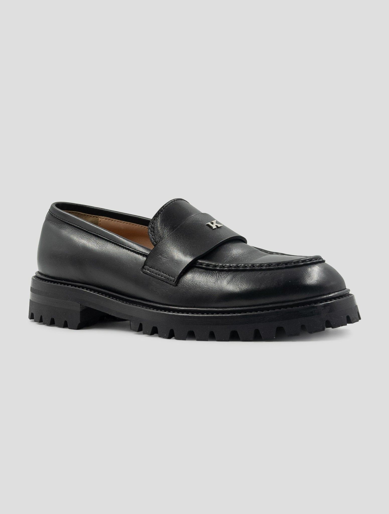 Kiton Black Leather Loafers