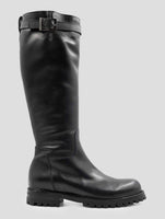 Kiton Black Leather With Fur Boots