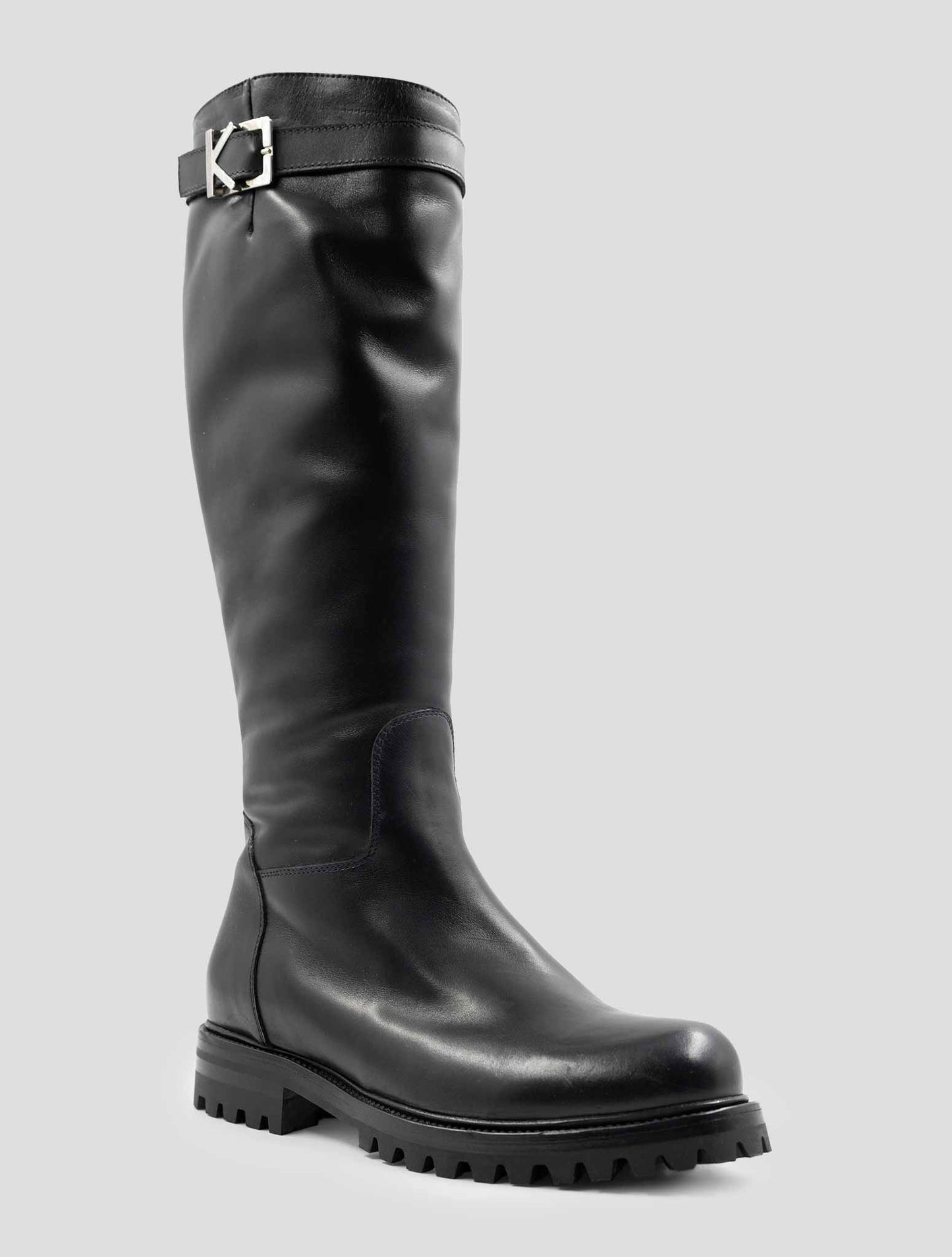 Kiton Black Leather With Fur Boots