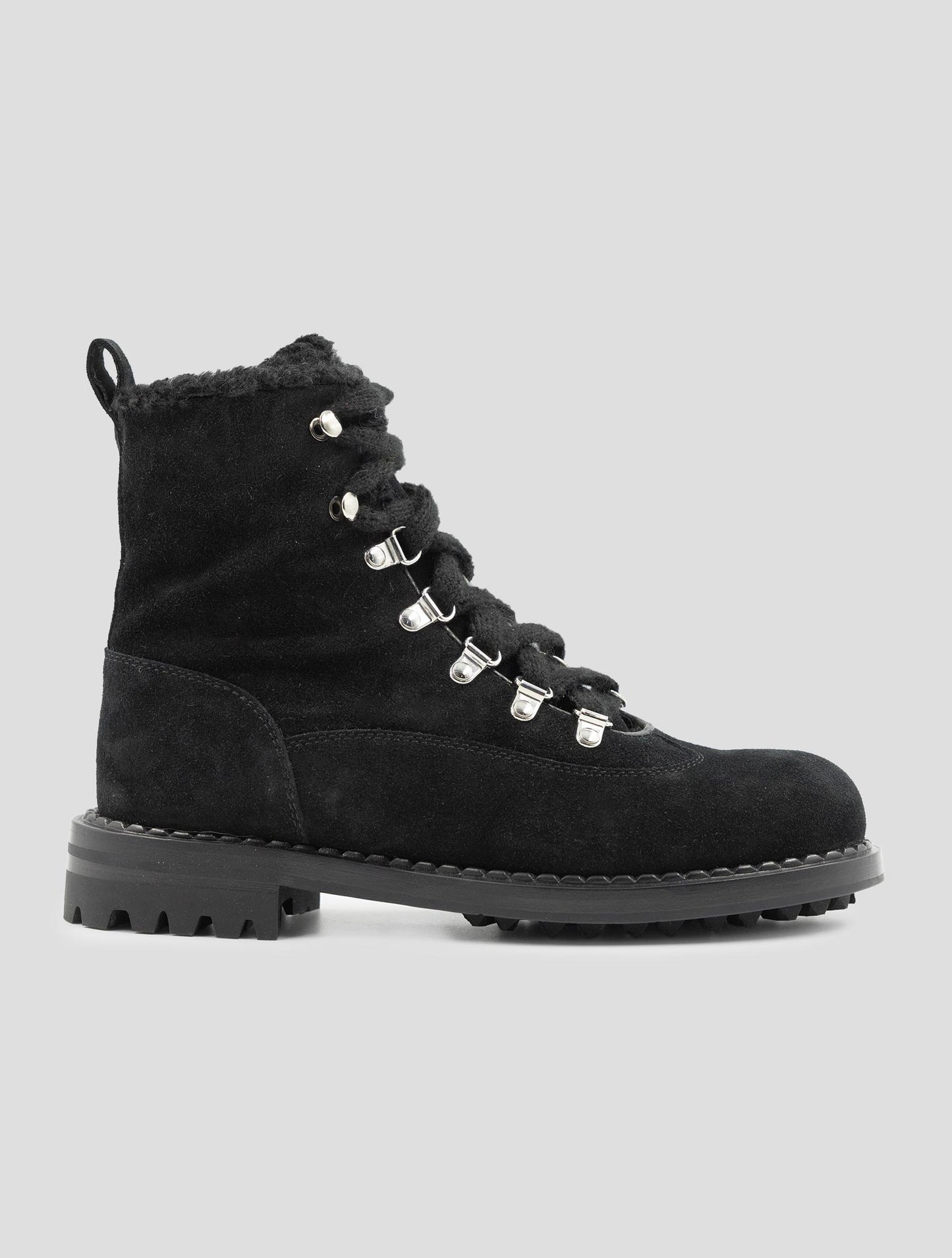 Kiton Black Leather Shearling Boots
