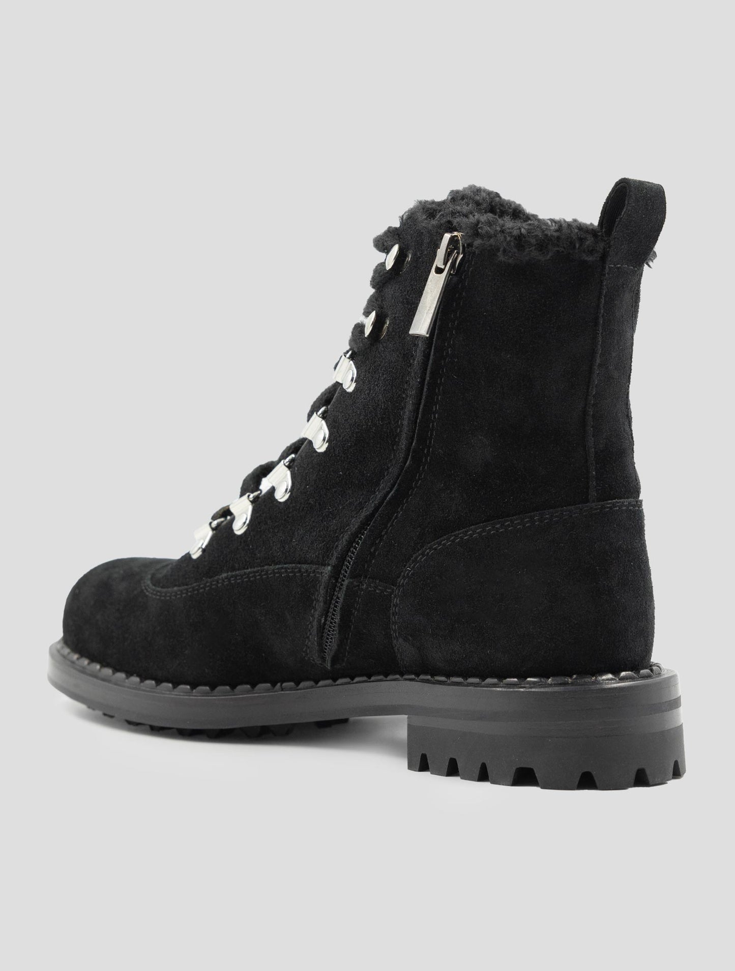 Kiton Black Leather Shearling Boots