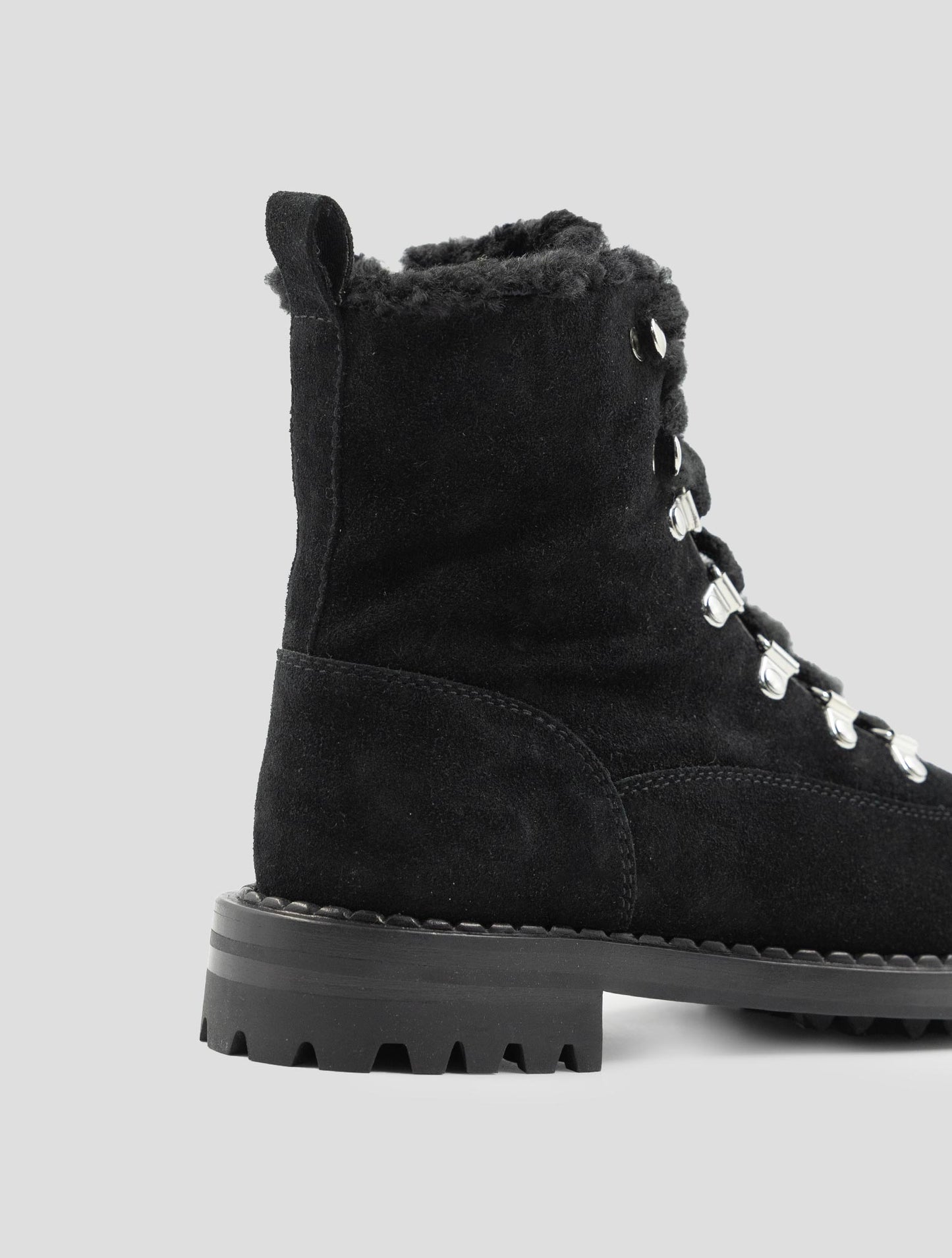 Kiton Black Leather Shearling Boots