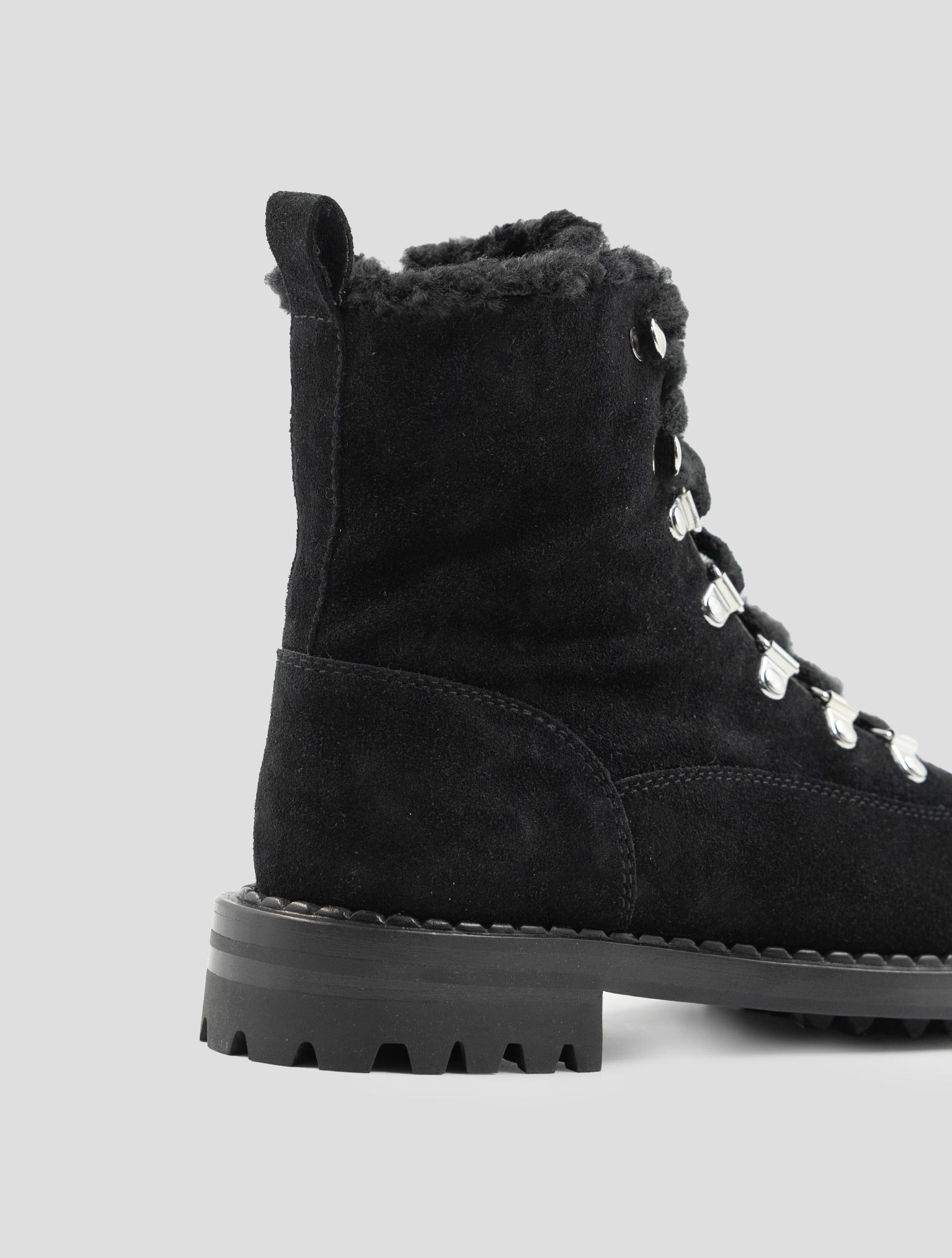 Kiton Black Leather Shearling Boots