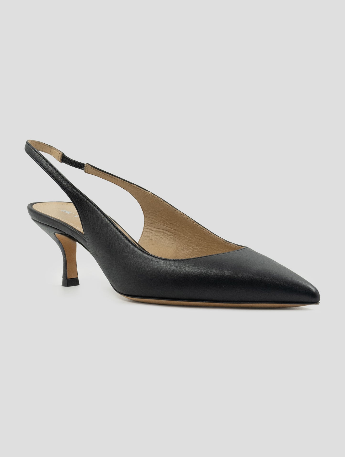 Kiton Black Leather Slingbacks